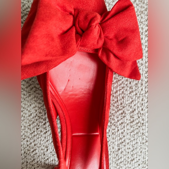 ZARA Red Bow Heel Point Toe Heels - Picture 7 of 7